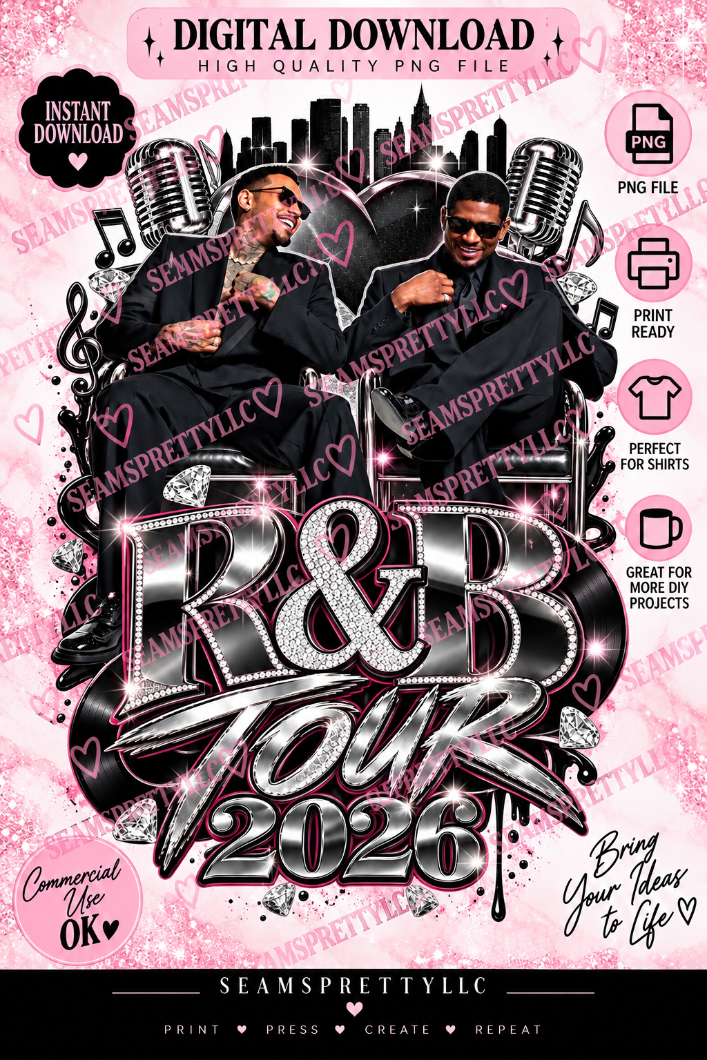 The R&B Tour | Red, Black & Silver Bling PNG